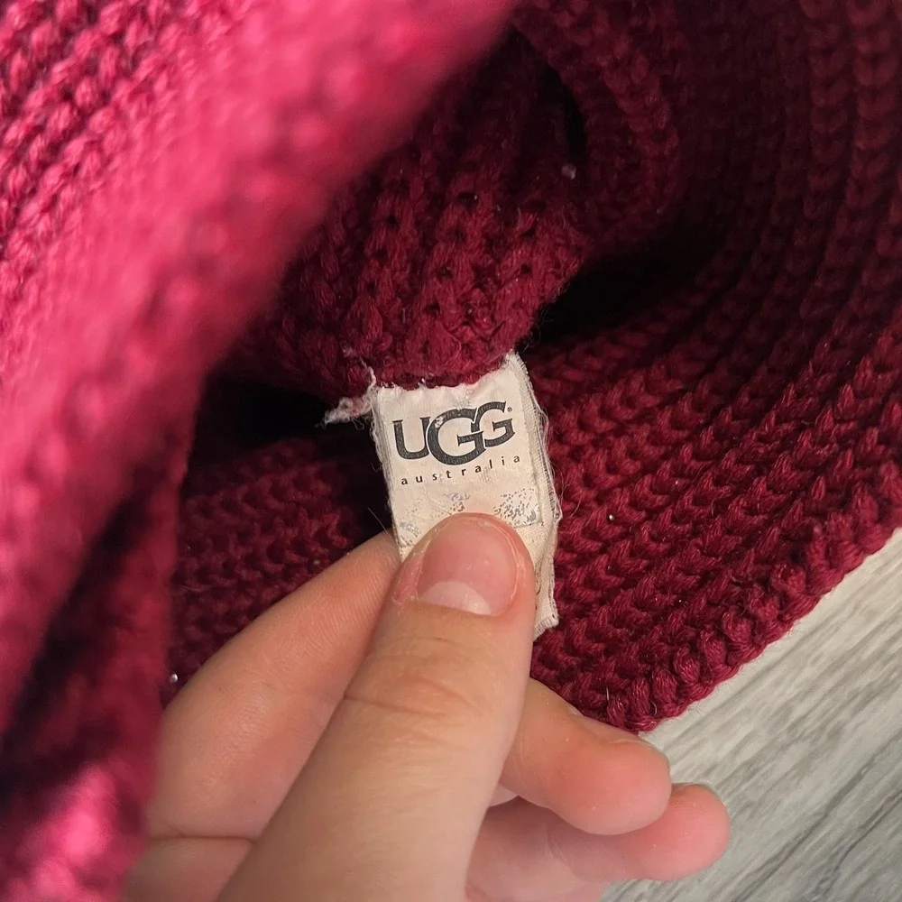 UGG Lattice Cardy Boots Womens 8 Burgundy Red Knit‎ 3-Button Tall 5819